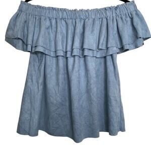 Young Fabulous & Broke Blue Off the Shoulder Top Small